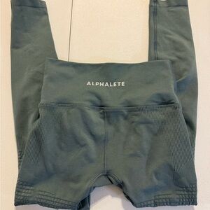 Women's Alphalete Amplify Leggings ID00037 Size Medium Charcoal Green Logo